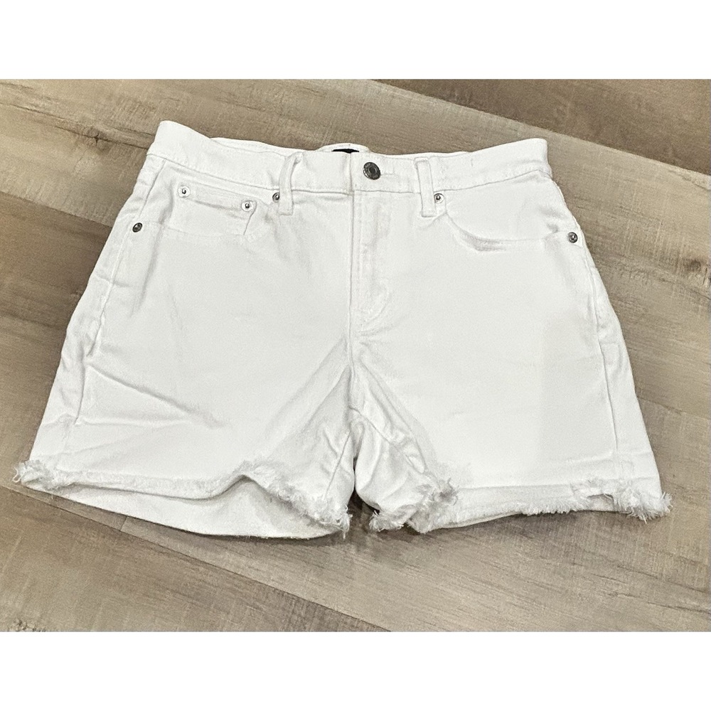 GAP Mid Rise White Denim Raw Hem Classic Boho Festival Summer‎ Short Women 2R/26
